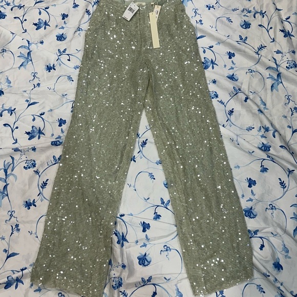 La Pointe Sequin Embellished Light Green (Mint) Pants Size 2 - Picture 1 of 9